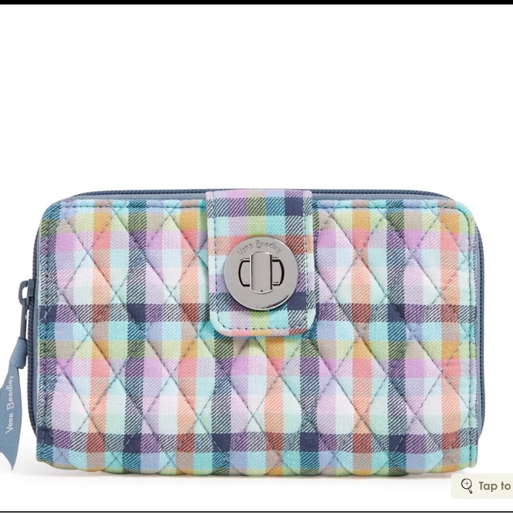 Vera Bradley Turnlock Wallet Gingham Plaid - Picture 1 of 3